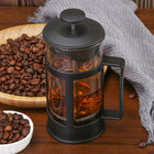 Zaparzacz do herbaty kawy french press 1l szklany czarny montessa dzbanek z tłokiem, praska tłokowa, 4 filiżanki, mycie