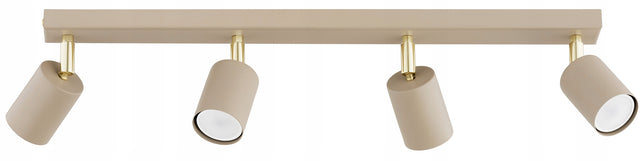 Lampa Sufitowa Szyna Spot Ruchoma Halogen Ecru Beż Led Gu10 listwa oświetleniowa, 4 reflektory kierunkowe, metalowa
