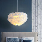 Nowoczesna lampa sufitowa wisząca żyrandol LED Biała E27 Piórko klosz 30 cm, 1 punkt świetlny, tworzywo sztuczne, maks