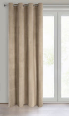 Zasłona welurowa velvet na kółkach 140x250 ciemno beżowa beż beige gładka draperia półzaciemniająca do salonu i sypialni