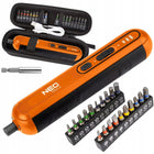 NEO TOOLS Wkrętak Akumulatorowy Śrubokręt 4V, USB-C + Zestaw Bitów Etui do skręcania mebli, montażu i drobnych napraw