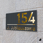 Premium Tabliczka Adresowa Numer na dom Lustrzane Antracyt - Złoty 40x20 cm oznaczenie posesji, szyld wejściowy z