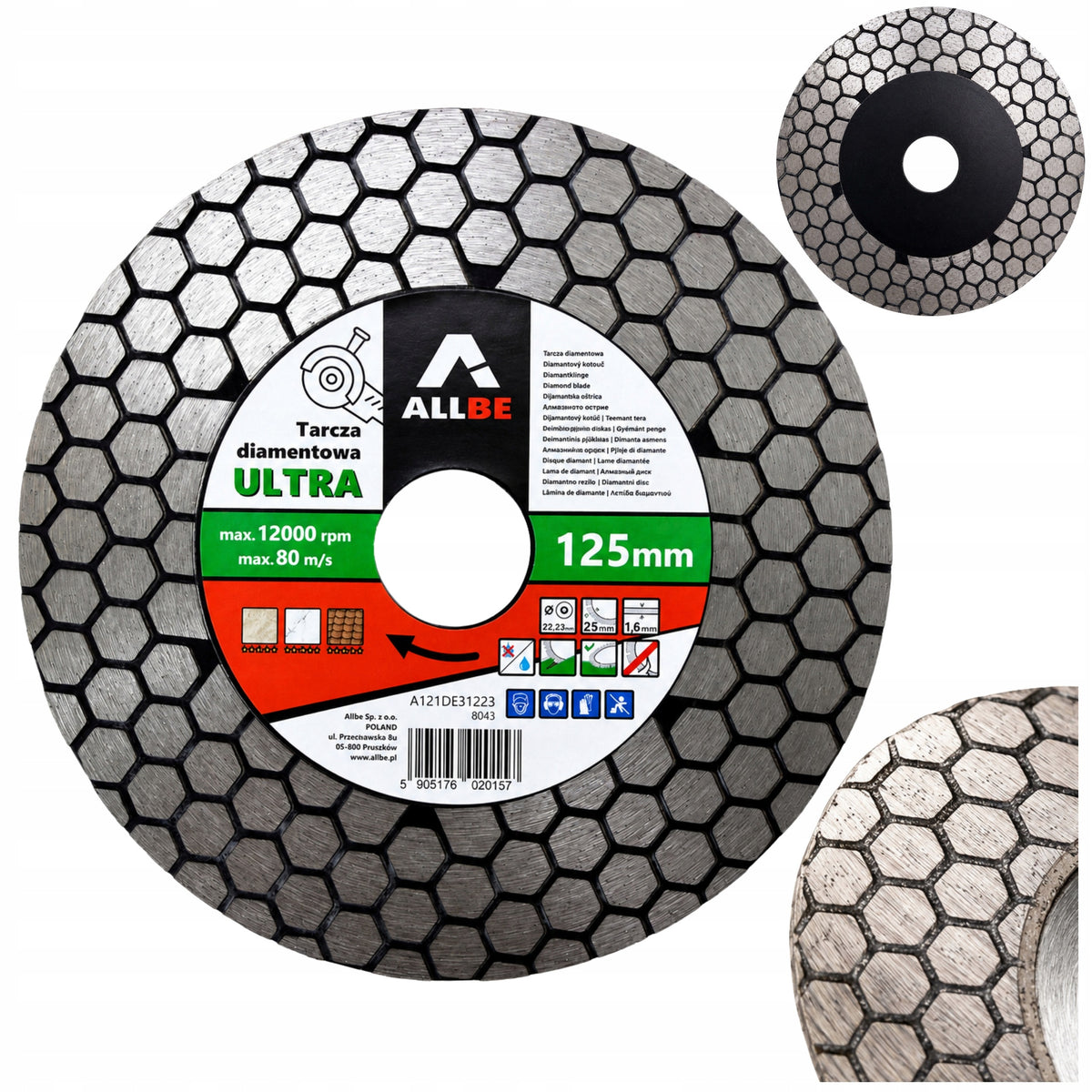 TARCZA DIAMENTOWA DO GRESU 125mm CIĘCIA SZLIFOWANIA PŁYTEK GLAZURY 45 STOPN beton, cegła, kamień, szkło, ceramika