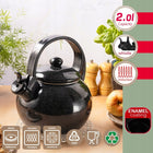 Czajnik Emaliowany kinghoff 2l Indukcja Gaz Gwizdek tradycyjny Retro czarny do gotowania wody, stalowy, na kuchenkę