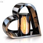 Metalowy znicz serce czarny szklany na grób cmentarz elegancki duży 26 CM lampion nagrobny led bez baterii