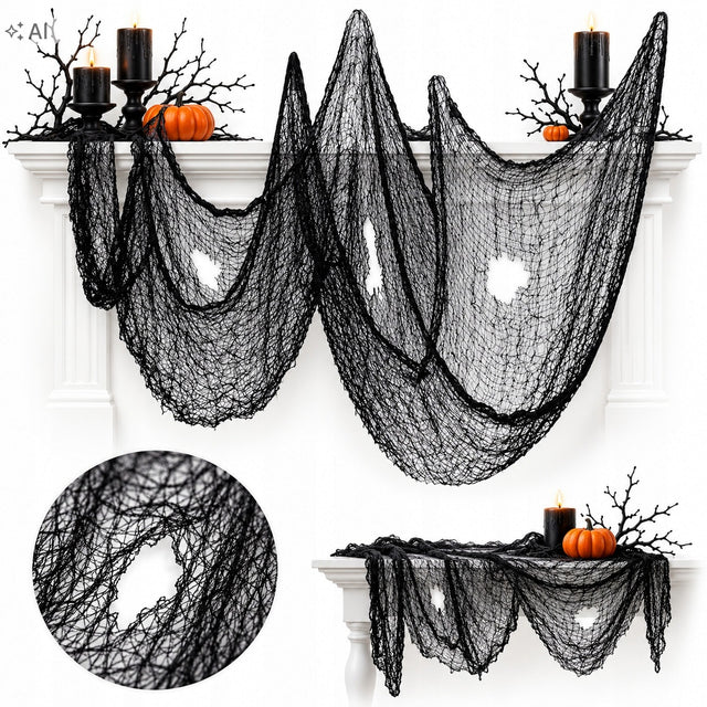 Czarna pajęczyna ozdoba halloween mroczna dekoracja 185x75 cm ogród DOM sztuczna sieć pająka, wystrój na przyjęcie tematyczne