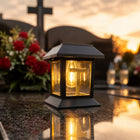Znicz na grób Cmentarz wieczny Solarny lampion LED statuetka z Krzyżem ozdoba nagrobna, lampka na pomnik, dekoracja