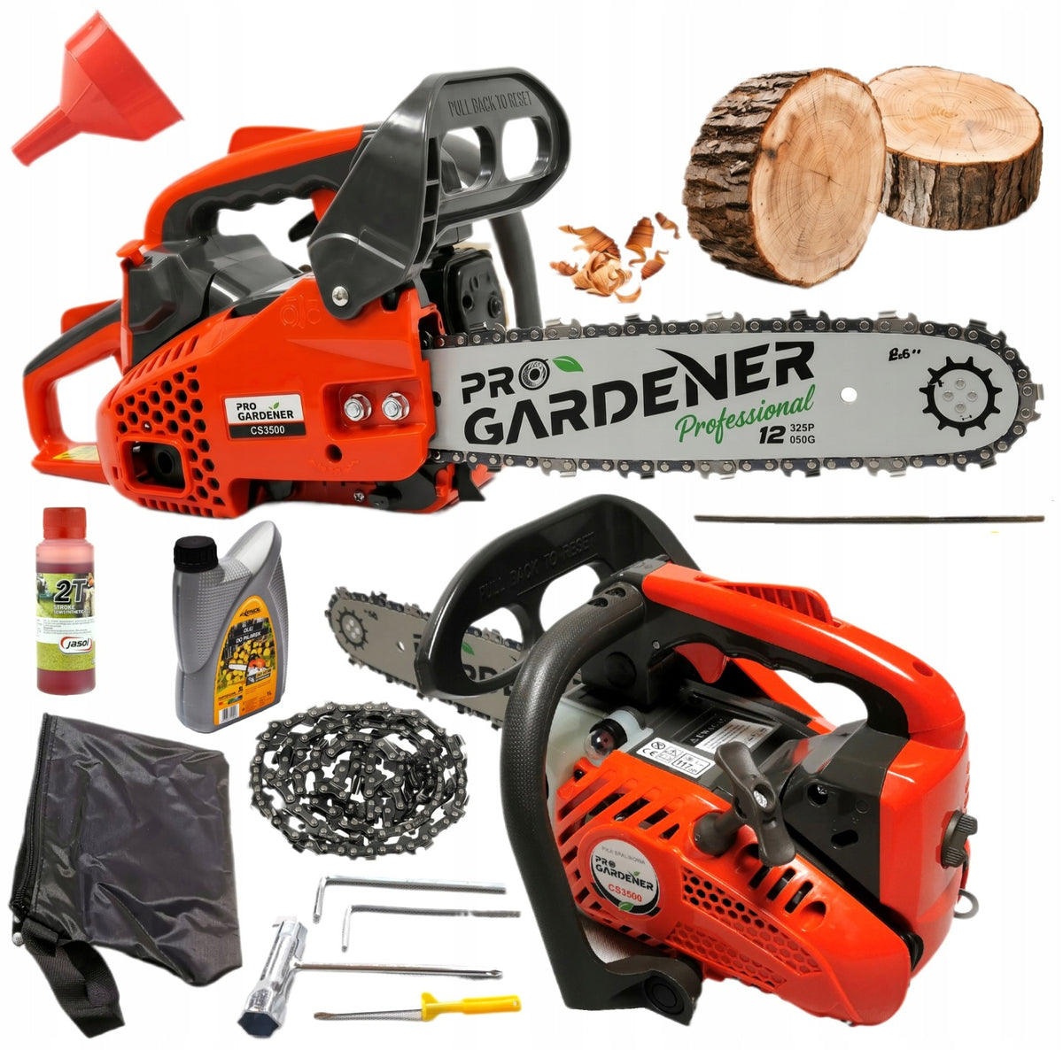 PRO gardener piła łańcuchowa spalinowa 2,6KM 25,4cc gałęziówka 12" suplekka pilarka do cięcia drewna i przycinania