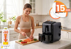 Frytkownica beztłuszczowa dwukomorowa pionowa 11,6l AIR fryer berdsen 3000W czarny