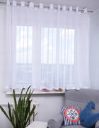 Firana przelotki 200x150 cm woalowa gładka biała firanka, klasyczna dekoracja okienna, pojedynczy panel