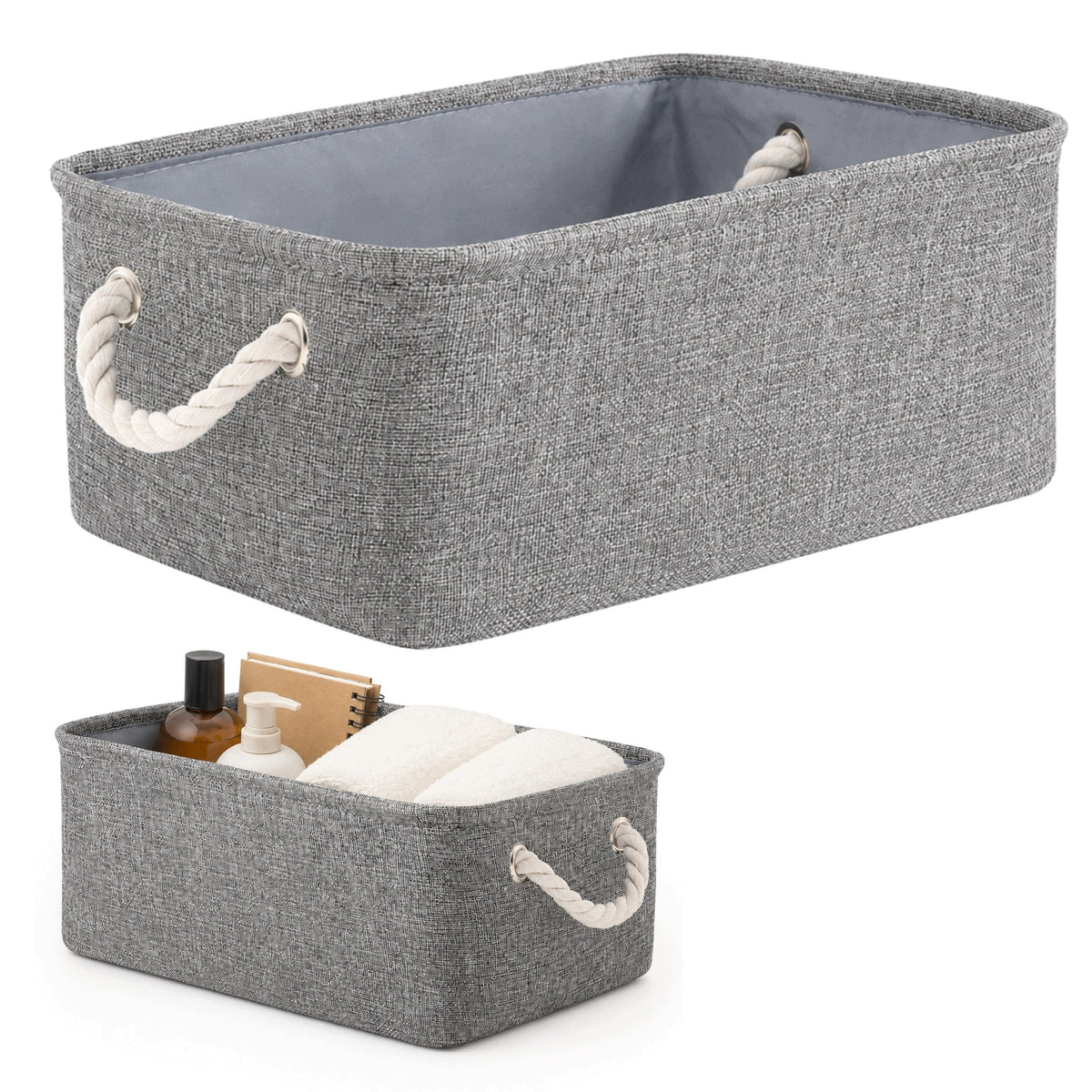 Kosz organizer pojemnik do przechowywania koszyk szary na zabawki kosmetyki pudełko 30x20x13 cm, schowek na drobiazgi