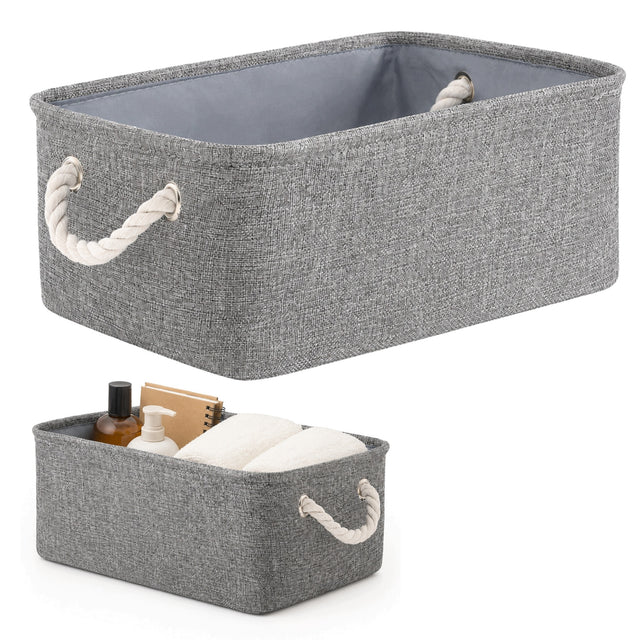 Kosz organizer pojemnik do przechowywania koszyk szary na zabawki kosmetyki pudełko 30x20x13 cm, schowek na drobiazgi domowe