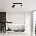 Lampa sufitowa kinkiet spot oprawa halogenowa natynkowa 2x GU10 plafon reflektorowy czarny aluminiowy 2 źródła do