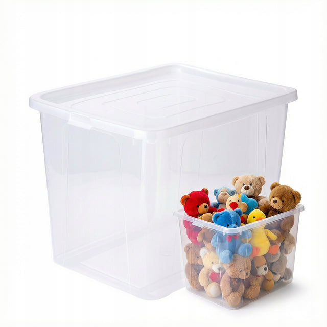 Pojemnik plastikowy 30l z pokrywą duże pudło do przechowywania w domu bezbarwna skrzynka 33x40x20 cm, organizer uniwersalny