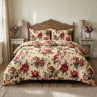 Pościel Bawełna Premium 160x200 Kwiaty Vintage Peonie J&W komplet tekstyliów do sypialni, 3 części, poszewki 70x80 cm
