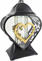 Duży znicz serce złoty lampion na grób 33cm stabilny wkład LED w zestawie dekoracja cmentarna, ozdoba nagrobna, pamięć