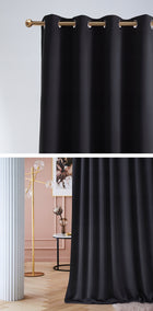 ROOM99 Zasłona zaciemniająca 140x250 do salonu na przelotkach Laurel Kolory beżowa gładka poliestrowa, do sypialni i