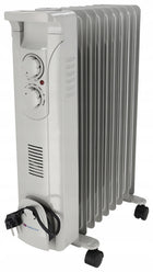 Grzejnik OLEJOWY elektryczny 9 żeber termostat DEDRA 2000W OLEJAK nawiew 16 mm 67 mm grzewcza biały