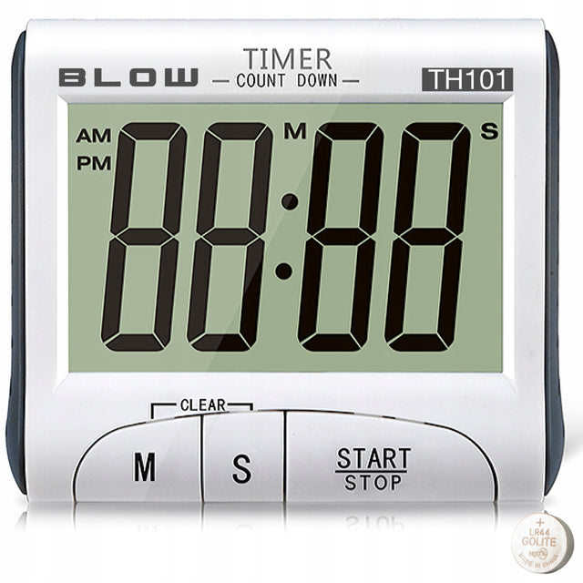 Zegar elektroniczny cyfrowy minutnik timer zegarek alarm do kuchni magnes czasomierz z bateriami, biały