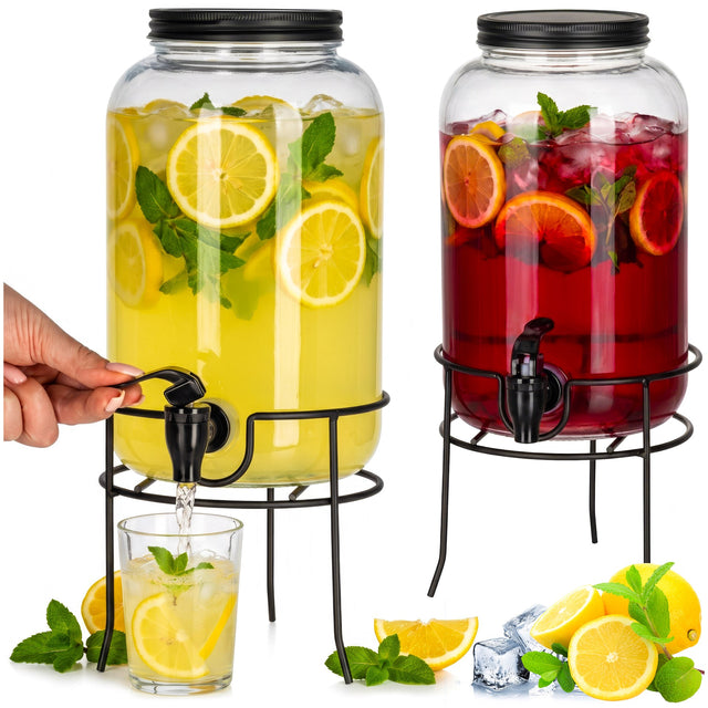 Słój szklany z kranikiem kranem 3,2l dystrybutor na napoje lemoniadę słoik dzbanek do wody i drinków, do mycia w zmywarce pojemnik na sok do kuchni