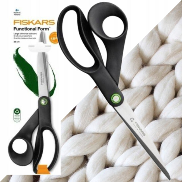 Fiskars functional form nożyczki uniwersalne krawieckie 25cm ostre porządne nożyce kuchenne do tkanin czarno-zielone