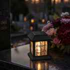 ZNICZ SOLARNY LED NA GRÓB LAMPION KRZYŻ CMENTARZ STATUETKA mocne światło dekoracja nagrobna, wysokość 9,8 cm