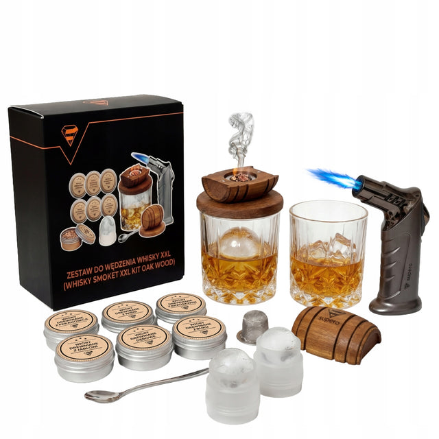 Zestaw do dymienia whisky smoker elegancki forma lód prezent na urodziny do aromatyzowania koktajli i alkoholi, 17 elementów