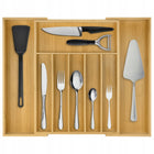 Wkład do szuflady 55 CM rozsuwany na sztućce duży bambusowy drewno wellhaus organizer kuchenny, widelce, noże, łyżki, 8