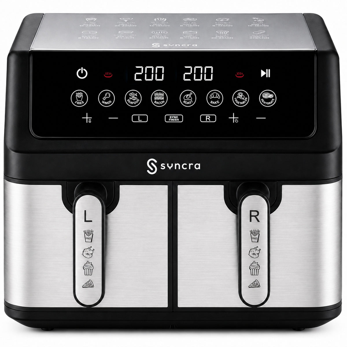 Frytkownica beztłuszczowa dwukomorowa AIR fryer 10l frytownica podwójna LCD czarny
