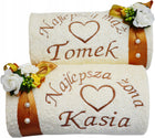 ŁADNY Prezent na 50 Rocznicę Ślubu Ręczniki HAFT komplet łazienkowy 50x100 cm, upominek dla małżonków