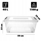 Pojemnik z pokrywą do przechowywania 40l organizer plastikowy na zabawki 59 cm 39 cm 40 l bezbarwny uniwersalne
