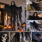 Dekoracje halloween czaszka szkielet ozdoby kościotrup duch duży wiszący kostucha 91 cm, straszydło do zawieszenia na