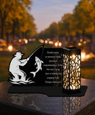 Znicz Solarny LED Dla Wędkarza Rybaka Na Grób Premium Czarny Wieczny lampion nagrobny cmentarny 20 cm czas działania