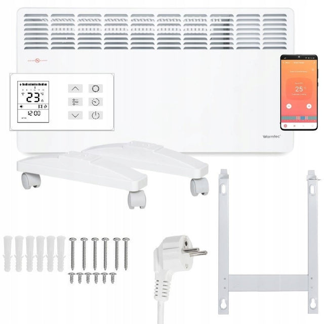 Grzejnik elektryczny konwektorowy ścienny łazienkowy WiFi EWE+ 2500W 1000 mm 435 mm grzewcza biały