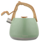 Czajnik z Gwizdkiem 2,5l klausberg KB-9039 Indukcja Gaz Drewniany Styl kettle stalowy do gotowania wody, zielony