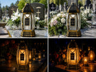 2x Duży znicz szklany kapliczka spoczywaj złoty 29cm zestaw lampion na grób ozdoba cmentarna, lampka pamięci, dekoracja