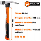 Młotek murarski 600g 320mm obuch hartowany trzonek fiberglass Polax do murowania, kucia cegieł oraz prac budowlanych i