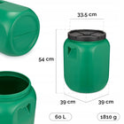Garronda beczka 60l do Kiszenia z szerokim wlewem, Uniwersalna GD-0142 pojemnik na kapustę i ogórki, do fermentacji, z
