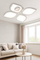 Lampa sufitowa biała wisząca plafon modern żyrandol LED + pilot oprawa oświetleniowa 4-punktowa metalowa wysokość 51 cm