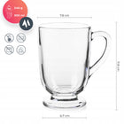 6x SZKLANKI DO KAWY LATTE HERBATY 300ml SZKLANKA KOMPLET Z UCHEM szklane kubki, przezroczyste, można myć w zmywarce