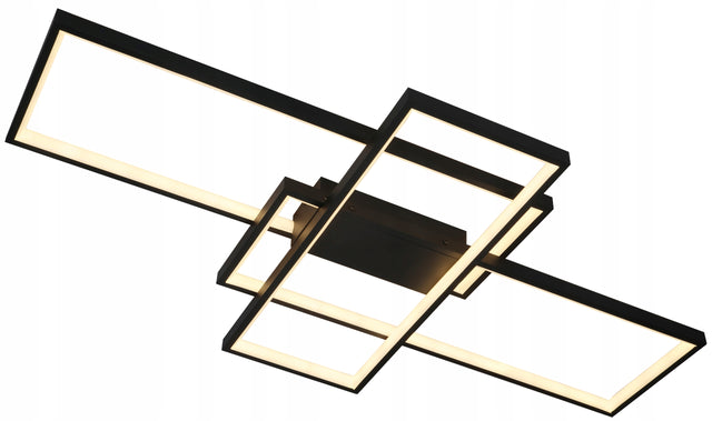 Lampa LED sufitowa plafon EKO żyrandol LED nowoczesna + pilot 140 cm czarna oprawa oświetleniowa 3 punkty światła zintegrowane źródło