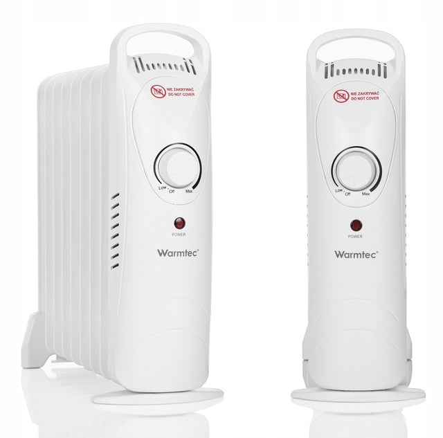 Grzejnik olejowy elektryczny energooszczędny termostat 800W Warmtec 150 mm 380 mm grzewcza biały