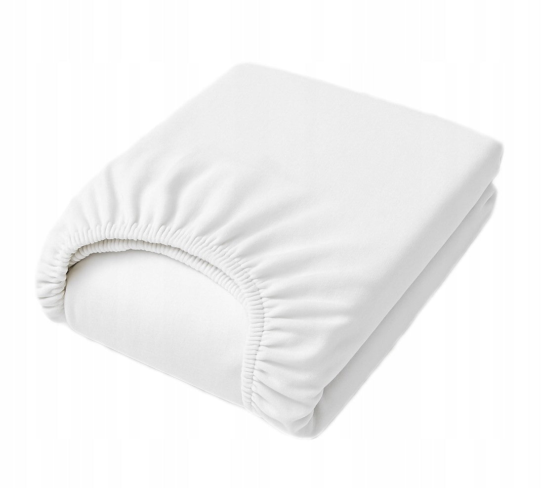 Prześcieradło z gumką 100% bawełna oeko-tex grube miękkie białe 90X200 na materac do 35 cm, do łóżka jednoosobowego