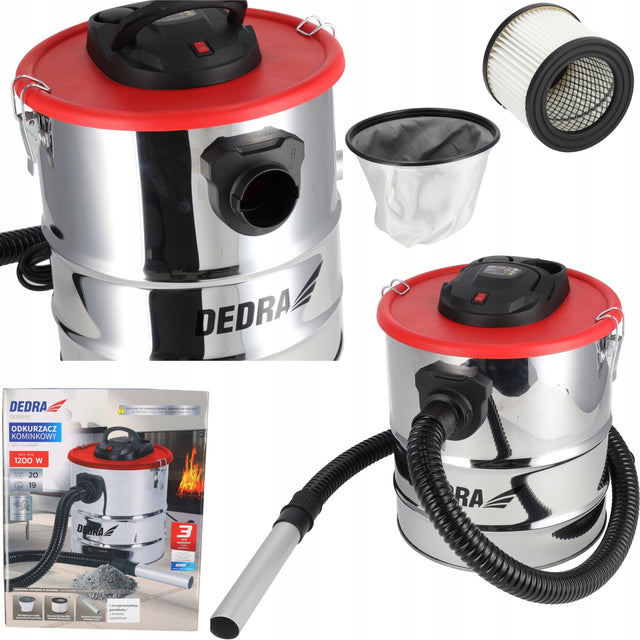 Odkurzacz do Kominka Popiołu Pieca Filtr Separator 1200W 20l 19kPa dedra