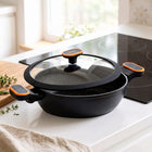 Patelnia granitowa do smażenia duszenia głęboka z pokrywką vilde 24 cm 2l na indukcję, gaz, kuchenkę ceramiczną i