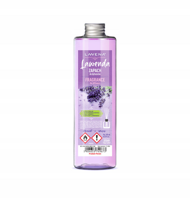 Zapas płyn do dyfuzorów na patyczki 250ml lawendowy wkład uzupełniający, olejek aromatyczny, lawenda, zapach wnętrz