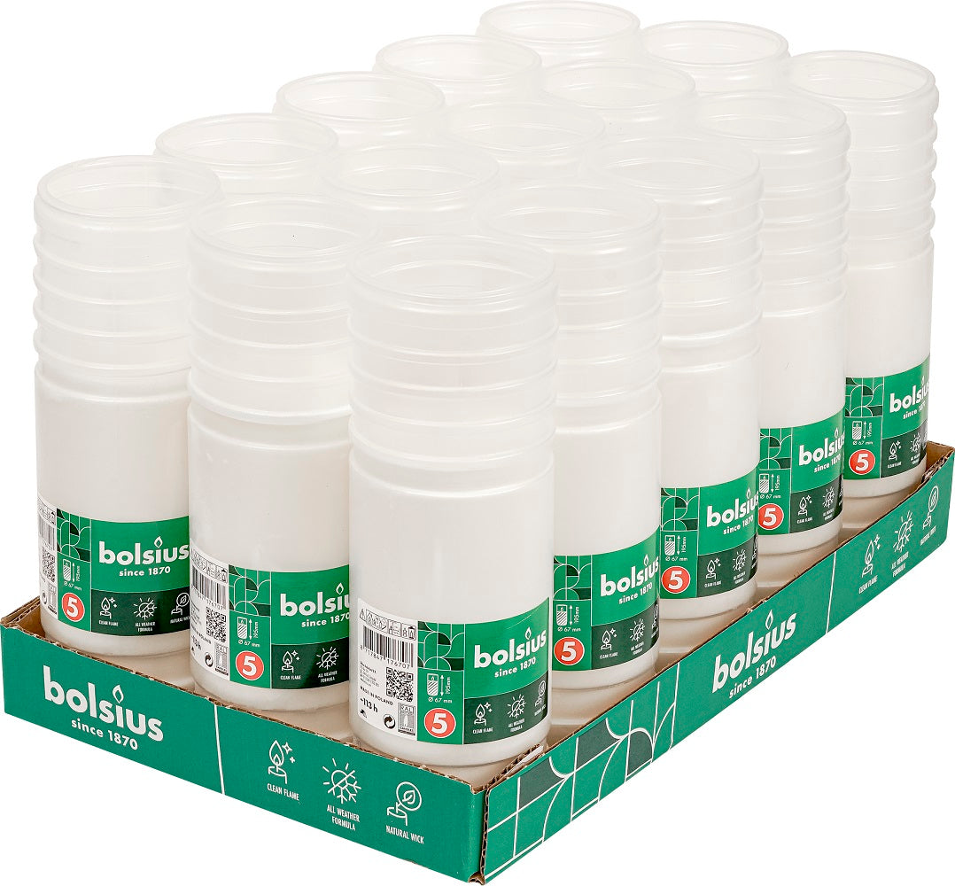 Wkłady do zniczy z parafiną 19,5 cm Bolsius RP5 Całoroczne 113h - 15 sztuk parafinowy 15 szt.