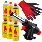 Palnik Gazowy CampRaf CR-1002 Lutownica Zestaw + 6x Gaz Kartusz + Rękawice do prac termicznych, temperatura pracy