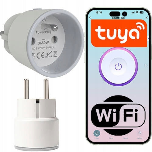 Inteligentne gniazdko wifi polska wtyczka Bolec (FR) 16A pomiar Tuya Smart adapter do monitorowania poboru prądu