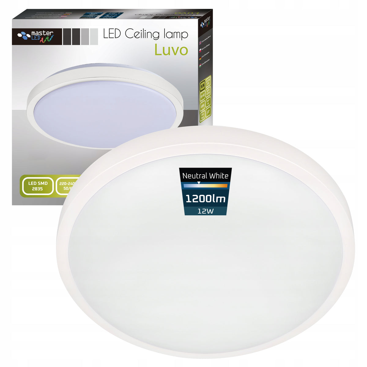 Lampa Sufitowa LED Plafon Panel Natynkowy Okrągły 12W 4000K 1200lm 25,5cm oprawa do salonu kuchni korytarza czarna